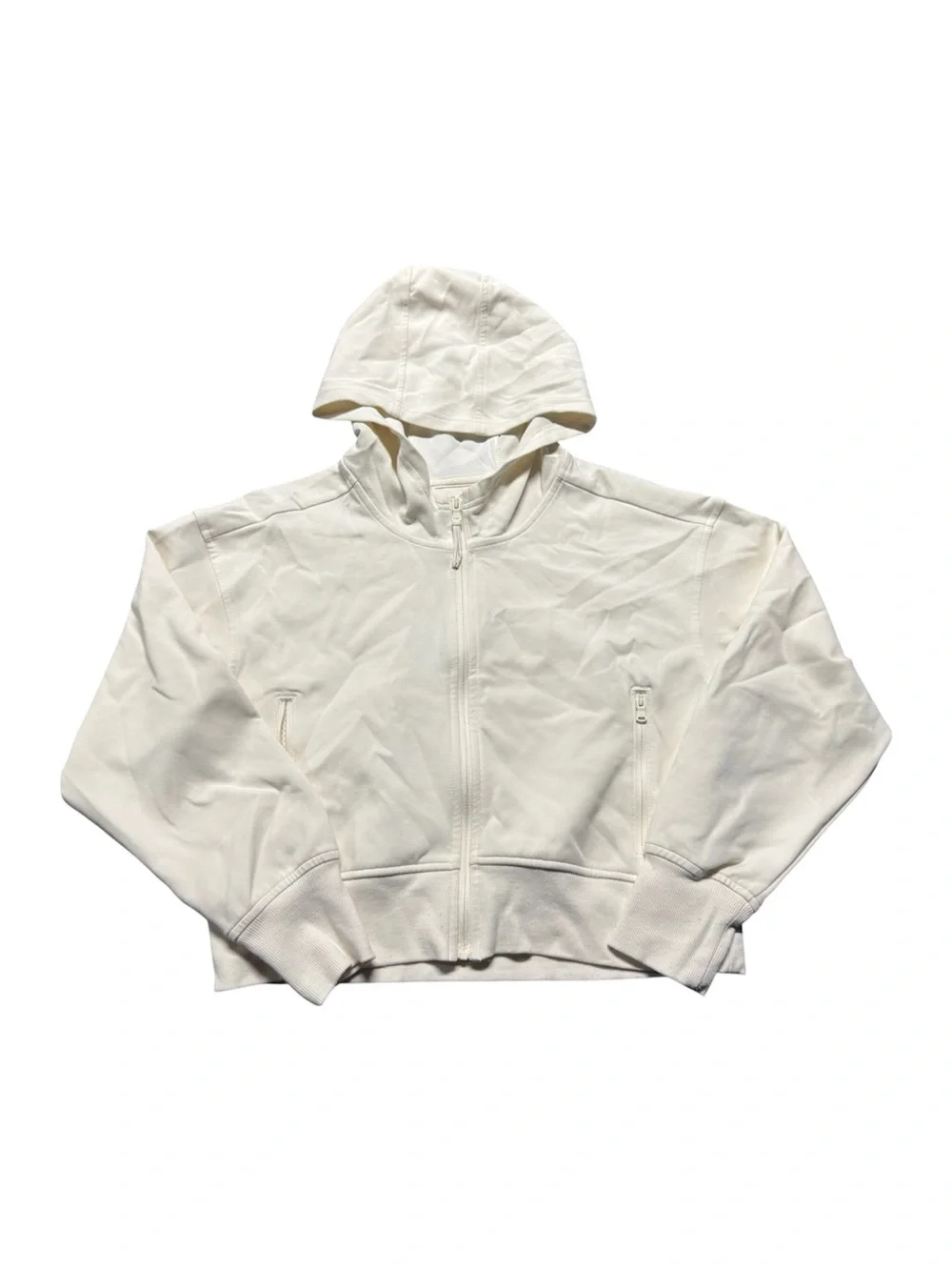 Old Navy Active Dynamic Fleece White Zip Up Hoodie Girls Size L 10-12